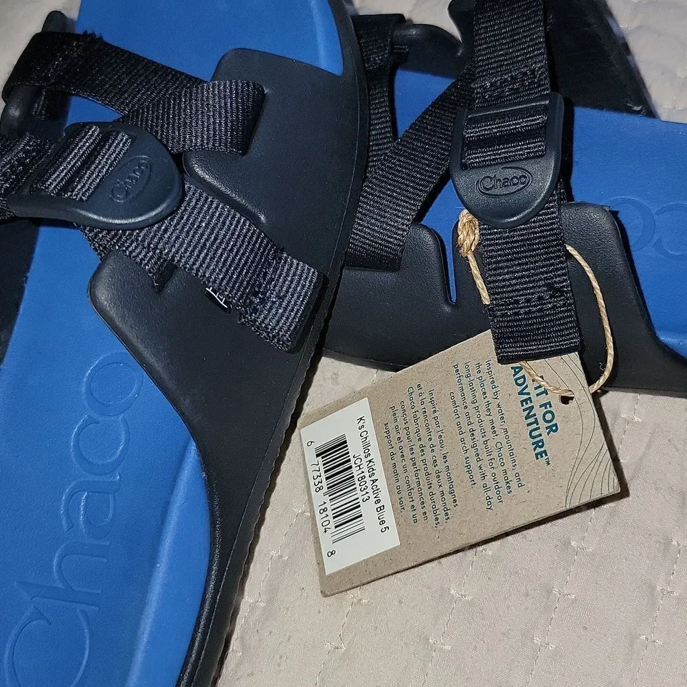 NWT Chaco K's Chillos Youth Active Blue Adjustable Strap Sandals Size 5